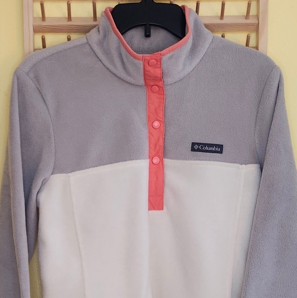 Columbia Benton Springs Half Snap Pullover Fleece, Grey/Cream/Salmon, Size M - Picture 3 of 4
